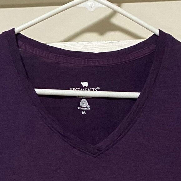 Seg'ments, 100% Merino wool, purple V-neck sweater, size M - Picture 4 of 10